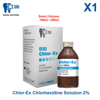 Dental DSI Chlor-Ex Chlorhexidine Solution 2% Antiseptic Liquid 100/250ml