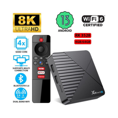 NEW Smart TV Box Android 13.0 WIFI 6 RK3528 Quad Core 8K UHD Media Stream Player
