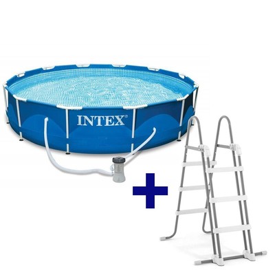 Intex 28212GN Frame Pool, 366x76cm incl. Pump + Intex 28075 Safety Ladder