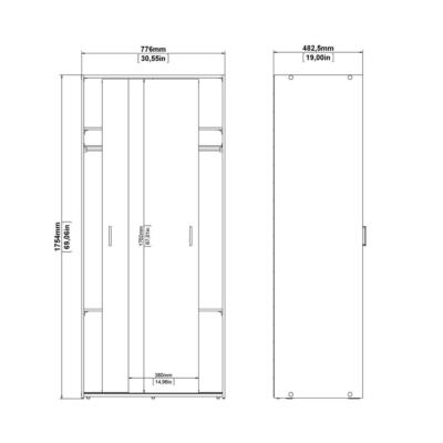 Space Wardrobe with 2 Sliding Doors, White