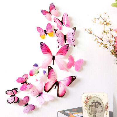12PCS 3D Butterfly Modern Wall Stickers Art Decal Colorful Home Room Decoration