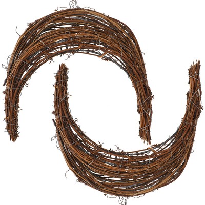  2 Pcs Crescent Moon Grapevine Wreath Natural Twig Shaped Rattan Garland