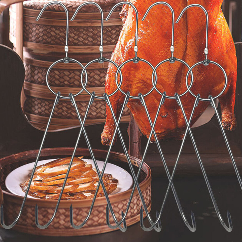 6pcs Stainless Steel Meat Hooks Hanging Ring Butcher Farmer Chef Meat