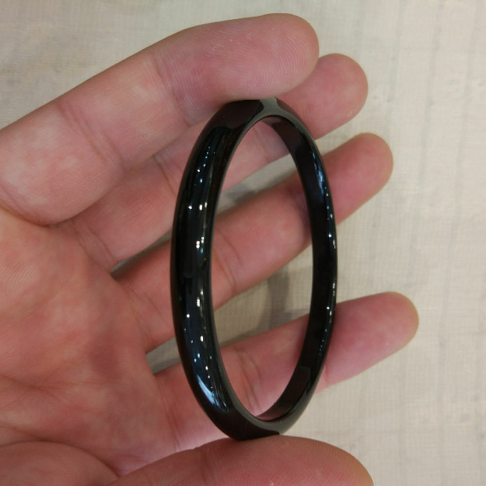 Natural 100% Chinese Black Jade Jadeite Bangle Bracelet Handmade 54