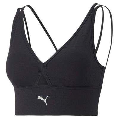 

Puma Mid Impact Flawless Sports Bra Womens Black Casual 52220601, Черный