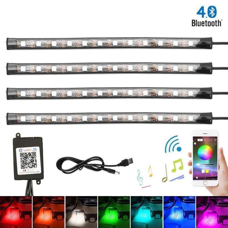 Auto Motorrad Teile Lampen Leds Furs Auto 4er Pack Rgb Led Innenraumbeleuchtung Fussraumbeleuchtung Auto Innenbeleuchtung Lanterne Jp