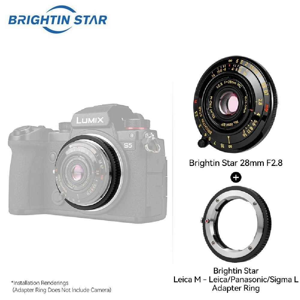 Brightin Star 28mm F2.8 Full Frame Lens+Leica M To L Adapter
