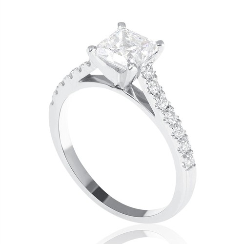 1.60 CT H/VS1 Gorgeous Princess Cut Diamond Engagement Ring 14K White Gold