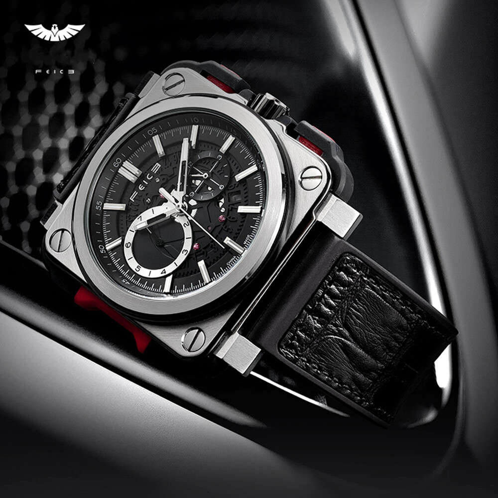 Pre-owned Feice Men's Mechanical Automatic Watch Square 100m Waterproof Sapphire Glass Luminous