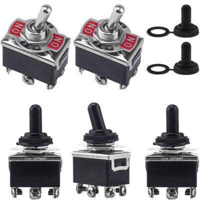 5x 3 Position 6 Terminal On/Off/On DPDT Toggle Switch+Waterproof Boot 15A 250VAC