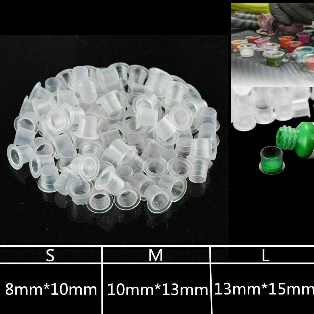 100/500 Pcs Ink Caps Plastic Cups Tattoo Supplie
