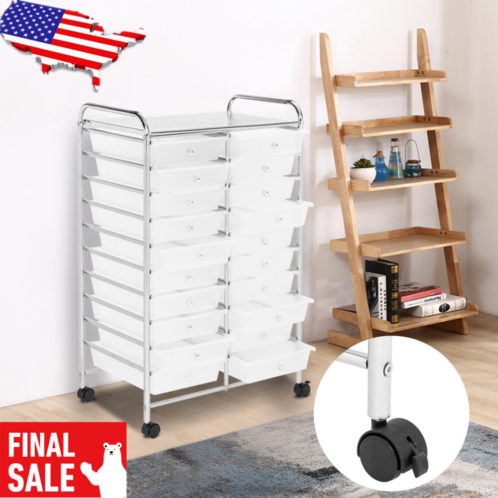 20 Drawers Rolling Storage Cart Organizer Plastic Storage