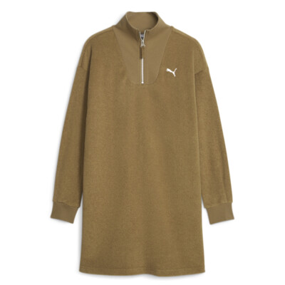 Женский пуловер на молнии с половиной молнией Puma Her Winterized, коричневая повседневная спортивная верхняя одежда 676