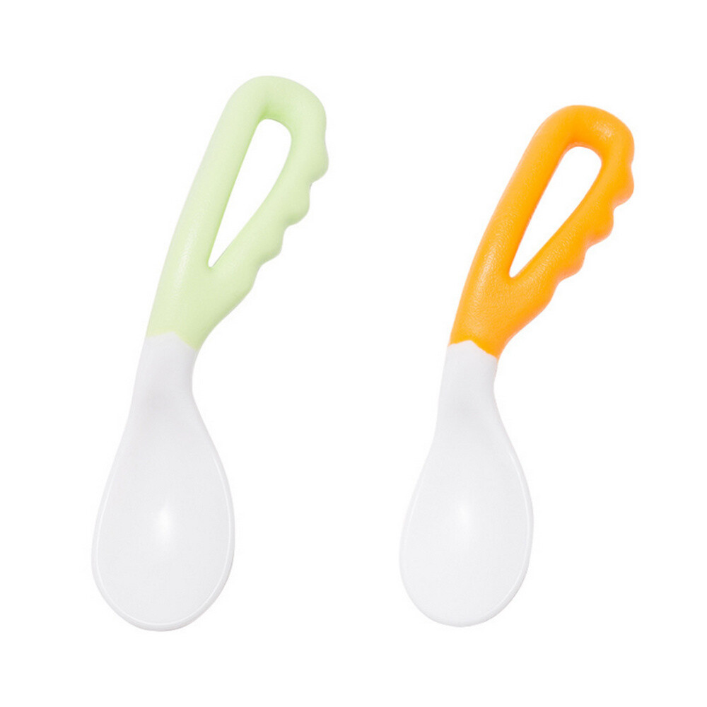 2pcs Baby Utensils Spoons Toddler Feeding Training Spoon Easy Grip