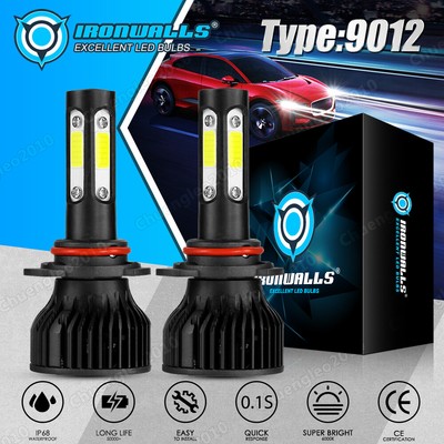For Ford Edge 2011-2014 6500K 9012 COB LED Headlight High/Low Beam Bulbs 4-sides
