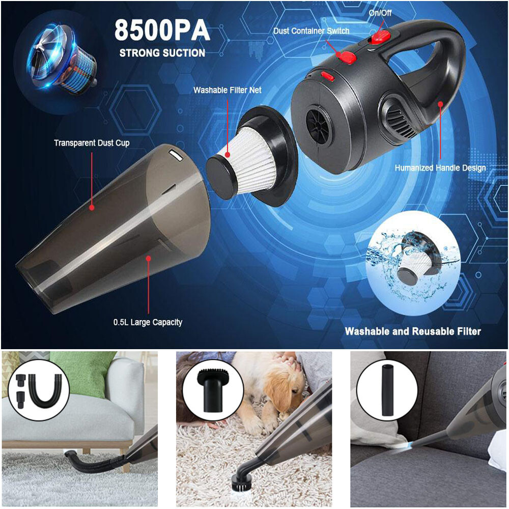 Powerful Car Vacuum Cleaner, Portable Wet&Dry Handheld strong Suction Car Vacuum