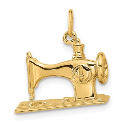 Pre-owned Samajewelers Real 14kt Yellow Gold 3d Antique Sewing Machine Charm