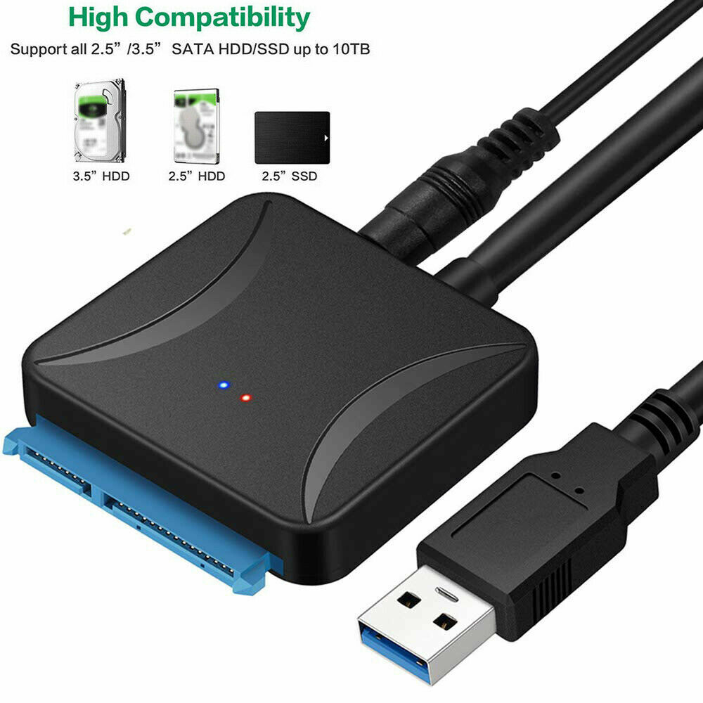 USB 3.0 to SATA External Hard Drive Reader 2.5" 3.5" HDD SSD Power adapter LOT
