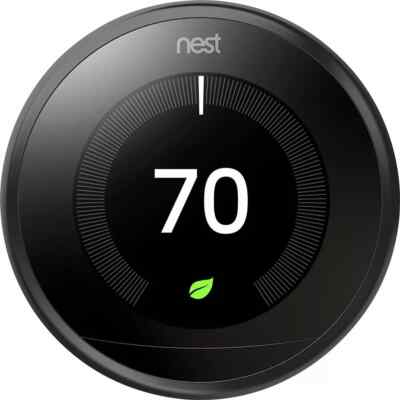 Google Nest 3rd Gen Learning Thermostat T3016US Black with One Memory Sensor