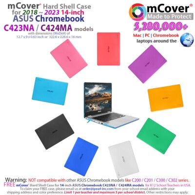 NEW iPearl mCover  Hard Shell Case for 14'' ASUS Chromebook C423NA C424MA model