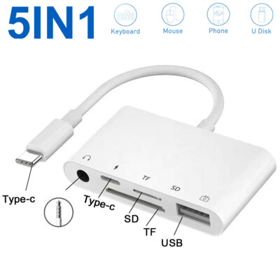 Type C Adapter TF SD Memory Card Reader OTG USB-C for iPhone 15 Pro Max Samsung