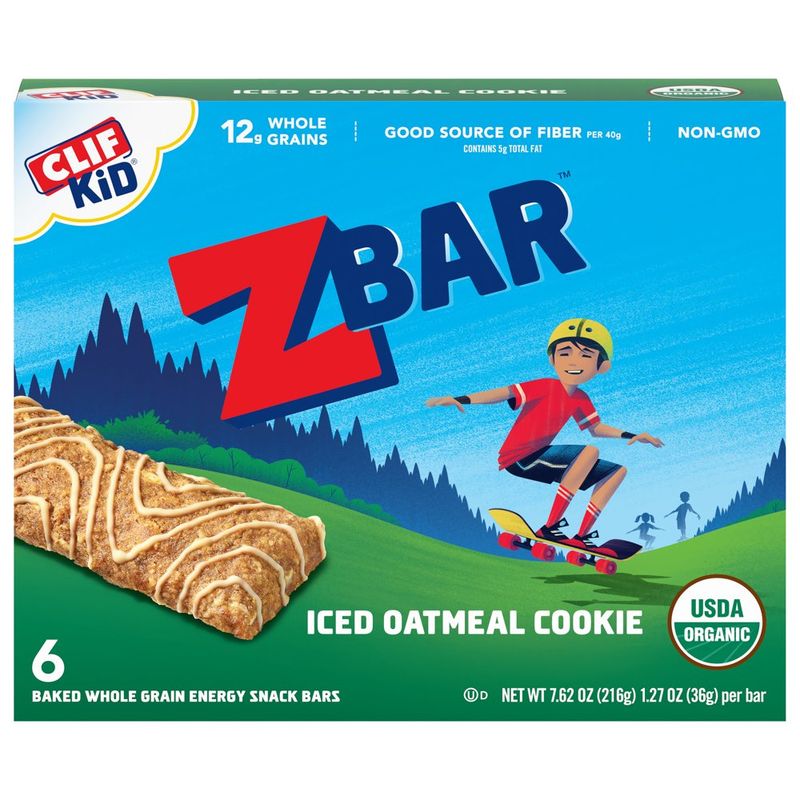 Clif Kid Zbar, Iced Oatmeal Cookie Baked Whole Grain Energy Snack Bars, 6 Ct, 1.