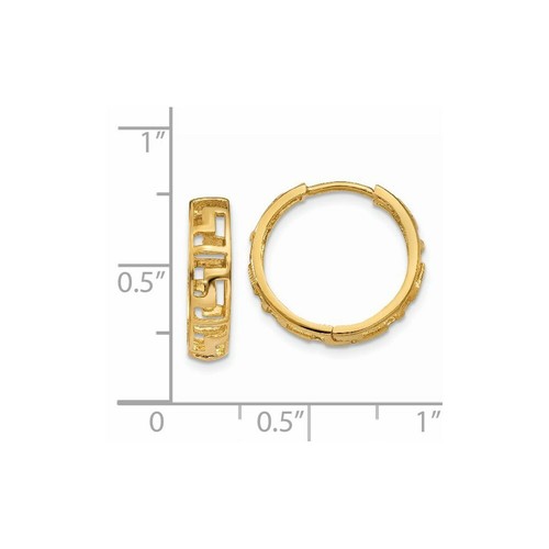Pre-owned Goldia 14k Greek Key Hinged Hoop Earrings In Yellow