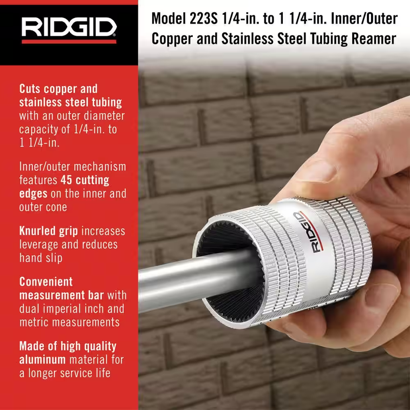 RIDGID Tubing and Pipe Reamer Inner/Outer Copper and Stainless Steel Cutting