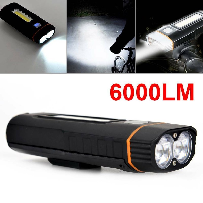 LED Fahrradlampen Set USB Fahrradbeleuchtung Fahrradlicht COB mit 18650 Akku NEU