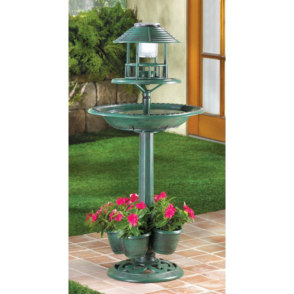 Verdigris Garden Bird Bath and Planter