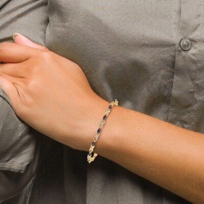 Pre-owned Superdealsforeverything Real 14kt Yellow Gold Diamond And Sapphire Infinity Chain Bracelet; 7 Inch