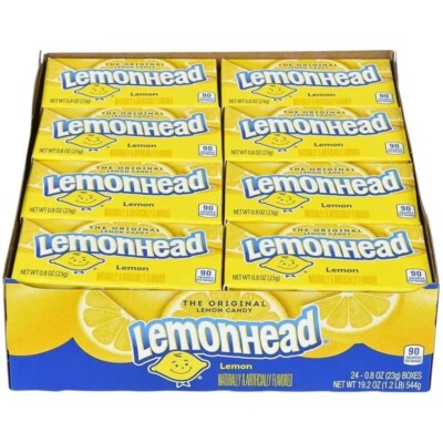 Lemonhead Hard Lemon Candy 0.8 Ounce Treat-Size Theater Candy Boxes Pack of 24