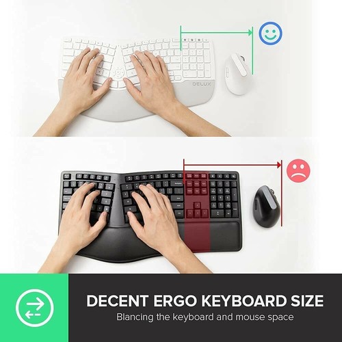 DELUX Ergonomic Wireless Bluetooth Rechargeable Scissor Keyboard for Windows Mac