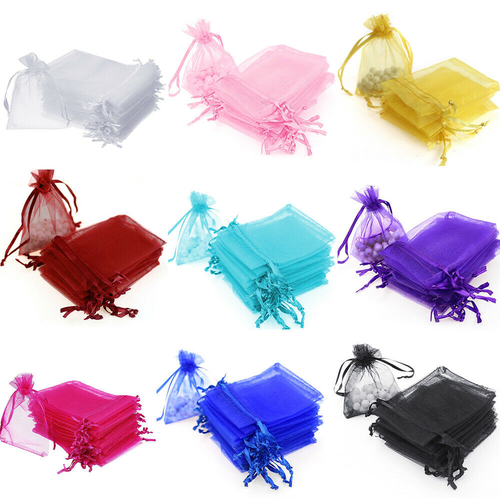 100/200pcs Organza Wedding Party Favor Gift Sheer Candy Bag Jewelry Pouches 3x4"