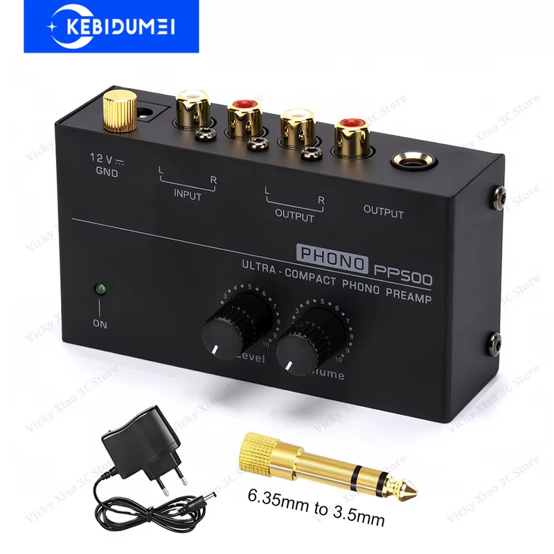 Phono Preamp Pre Amp Preamplifier Audio Amplifier with Level Volume Control RCA