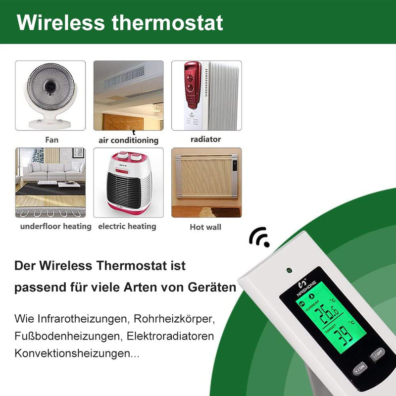 NASHONE Wireless Thermostat Steckdose Digitaler Funkthermostat
