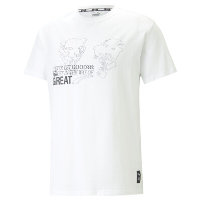 Футболка с коротким рукавом и круглым вырезом с графическим рисунком Puma New Era, мужские белые повседневные топы 53855