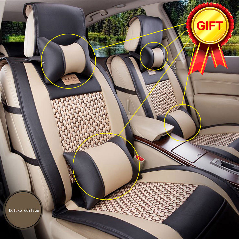 7 Top Pu Leather Car Suv Seat Cover 5 Seats Front Rear Mesh