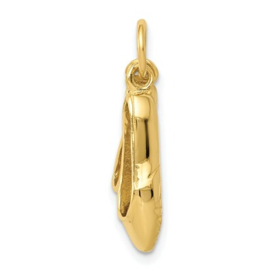 Pre-owned Skyjewelers Real 14kt Yellow Gold 3d Ballet Slippers Charm
