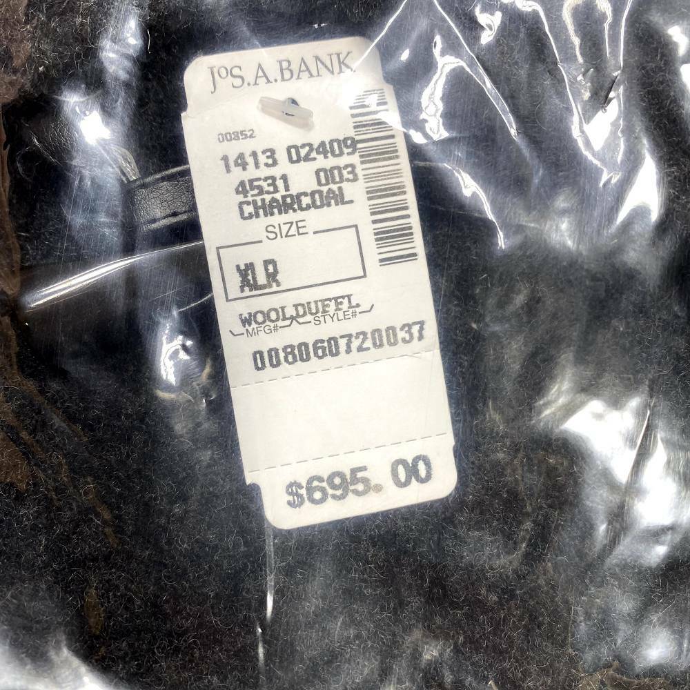 Pre-owned Jos. A. Bank Jos A Bank Wool Duffle Coat Xl Charcoal Work Dress Plaid Warm Mens $695 In Gray