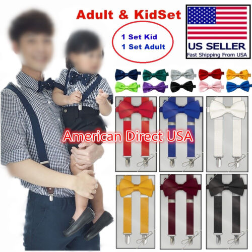 Suspender And Bow Tie Set For Adult Men Women Boys Girls Kids Children Suspender