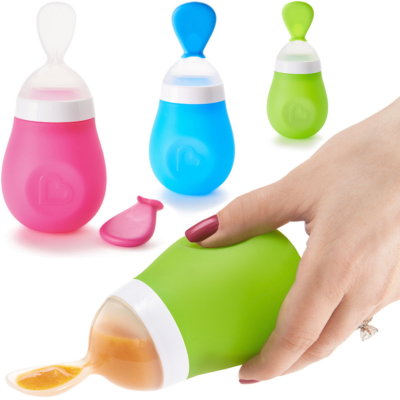 Munchkin Squeeze Baby Breispender Löffelspender Fütterlöffel Breilöffel Silikon