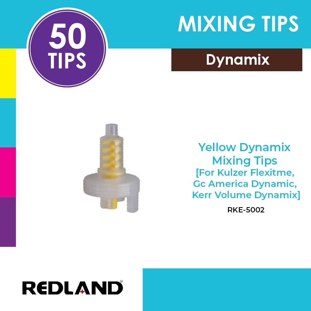REDLAND Yellow Dynamix Mixing Tips -Kulzer Flexitime, Gc America Dynamic, Kerr