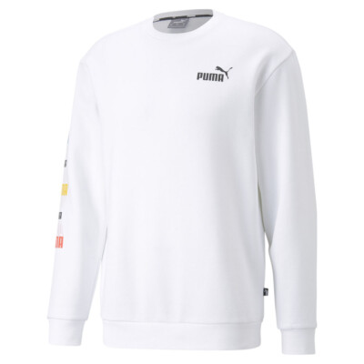 Мужская толстовка с круглым вырезом и повторяющимся логотипом Puma Essential, белая 67399002