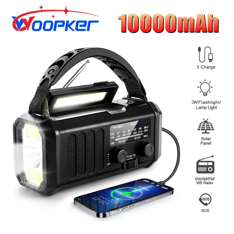 10000mAh Radio XSY330 FM Emergency Radio Solar Hand Crank Generator AM/FM/NOAA L