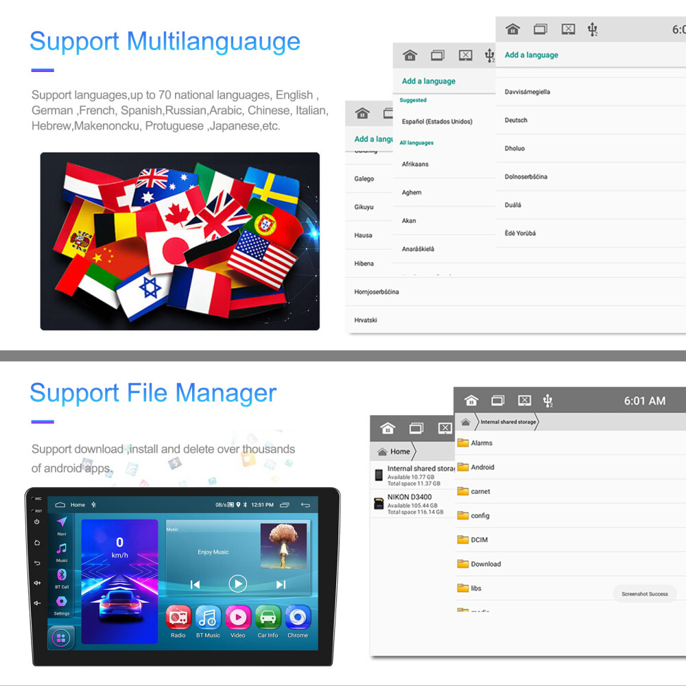 2+32GB 9" Android 13 Double 2Din Car Stereo Carplay GPS Navi WiFi BT RDS Radio