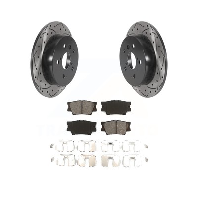 KDS Rear Drilled Slot Brake Rotors Semi-Metallic Pad for 2018-2021 Toyota Camry