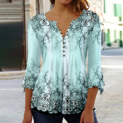 Plus Size Womens Summer Tops Blouse Ladies V Neck Short Sleeve Tee T-Shirts Tops