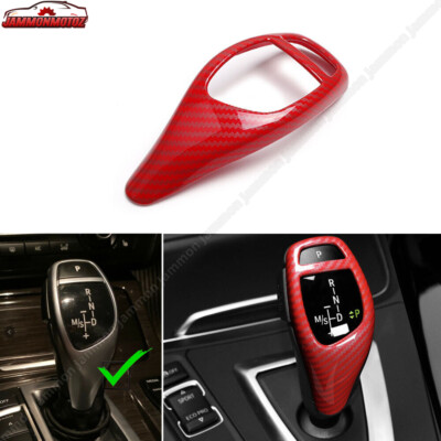 Red Carbon Style For BMW F20 F21 F22 F30 F32 X3 X4 X5 Gear Shift Knob Cover Trim