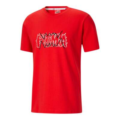 

Puma Cat Jaws Crew Neck Short Sleeve TShirt Mens Red Casual 530561-04, Красный, Puma Cat Jaws Crew Neck Short Sleeve TShirt